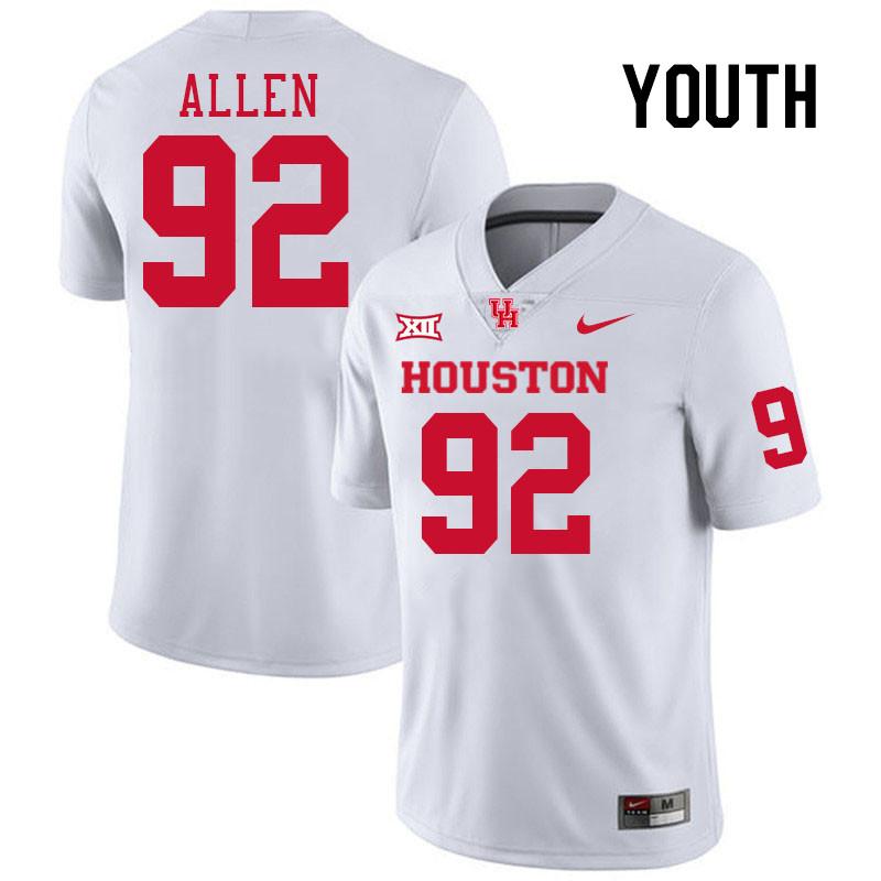 Youth #92 Carlos Allen Houston Cougars College Football Jerseys Stitched-White